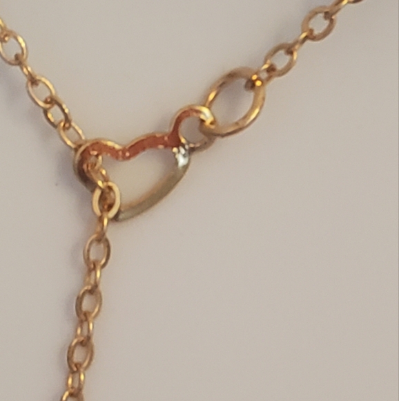 💚5/$25 Gold Tone Lariat Interlock Chain Heart Dainty Pendant Necklace - Picture 3 of 6